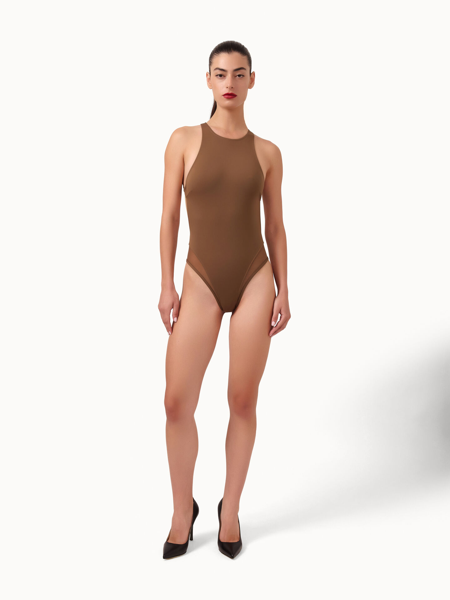 SHEER & OPAQUE SWIM BODYSUIT