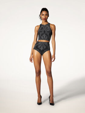METALLIC JACQUARD CROP TOP