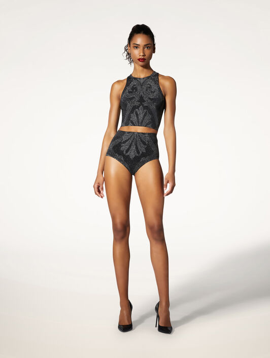 METALLIC JACQUARD CROP TOP METALLIC JACQUARD CROP TOP