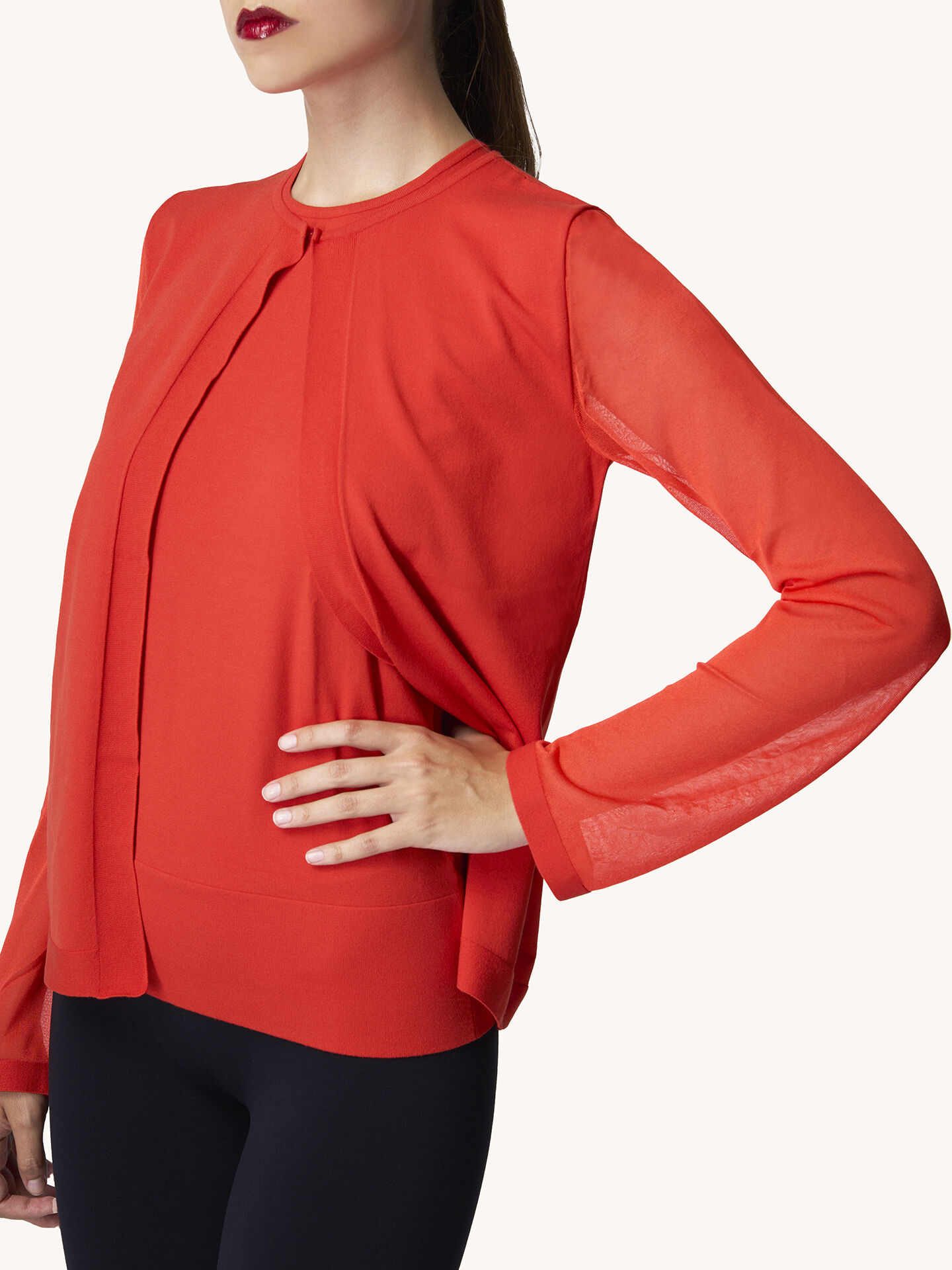 SHEER OPAQUE KNIT CARDIGAN SHEER OPAQUE KNIT CARDIGAN