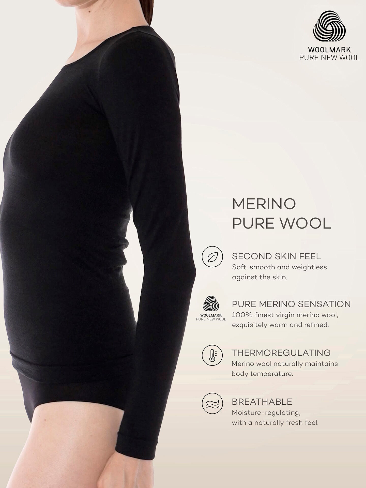 PURE WOOL TOP LONG SLEEVES