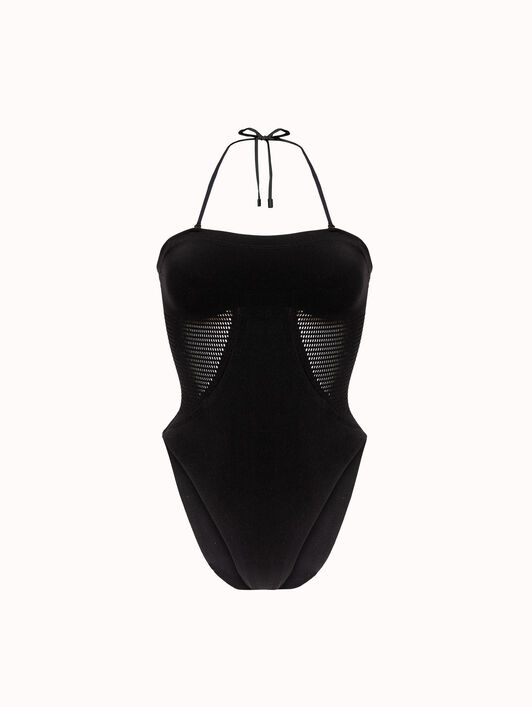NET & RIBS SWIM BODYSUIT