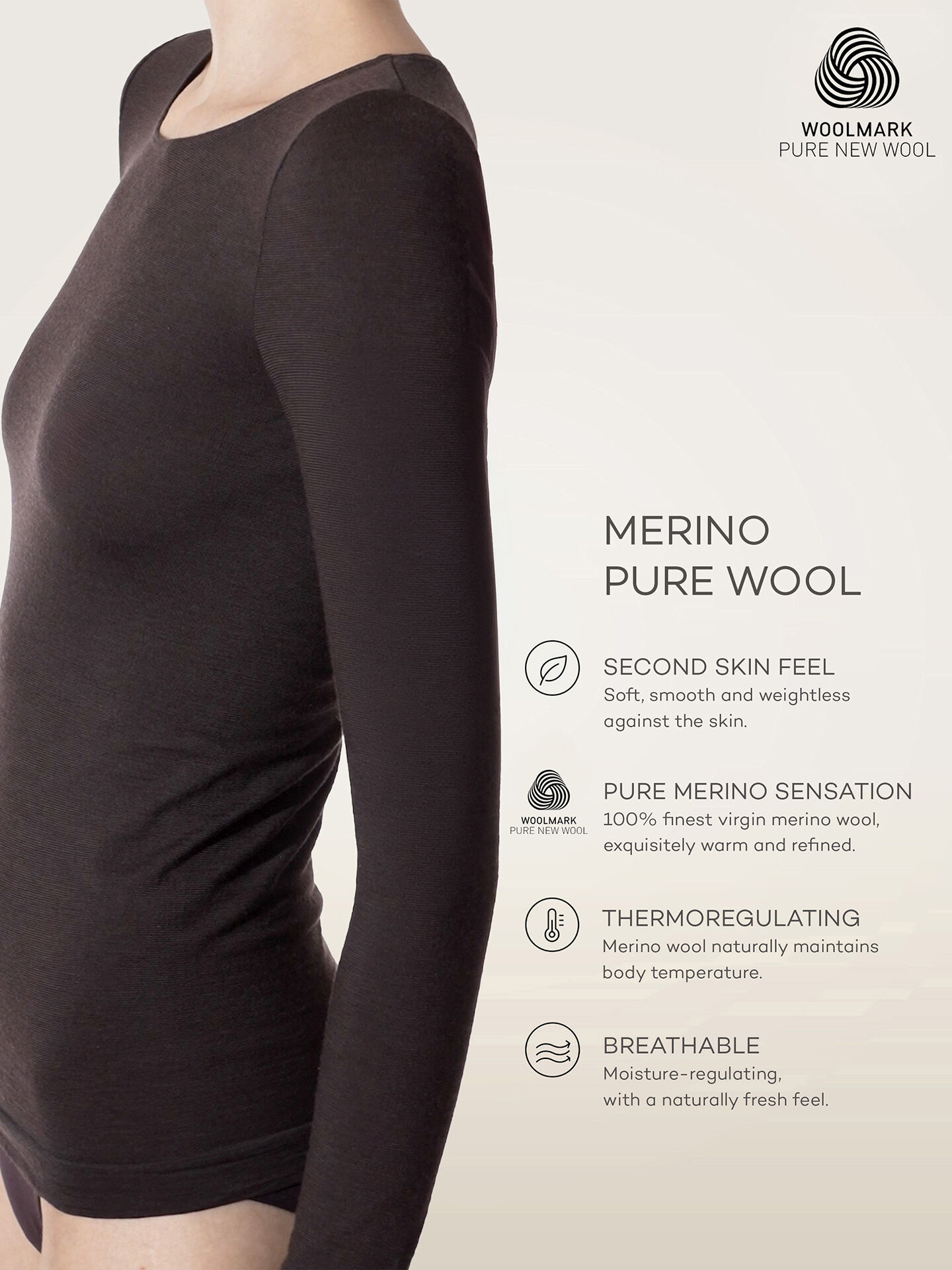PURE WOOL TOP LONG SLEEVES