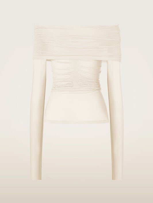 SHEER DRAPE TOP LONG SLEEVES