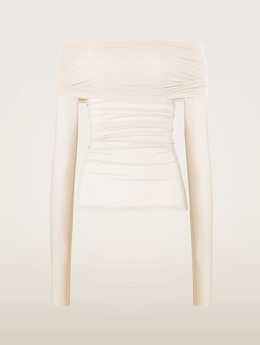 SHEER DRAPE TOP LONG SLEEVES