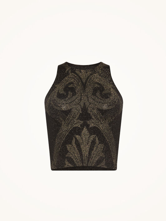METALLIC JACQUARD CROP TOP METALLIC JACQUARD CROP TOP