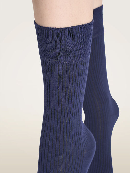 RIBBED STRETCH COTTON SOCKS