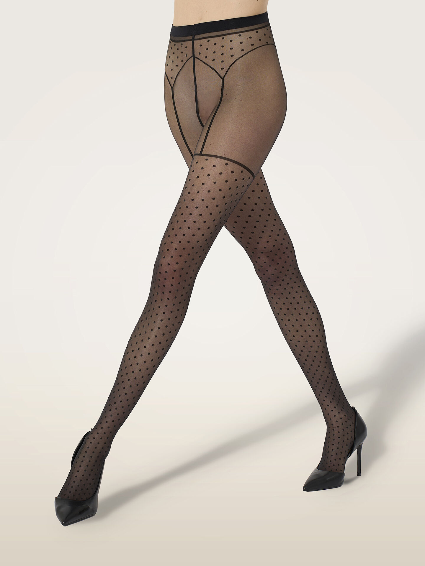 DOTTED GARTER BELT TIGHTS