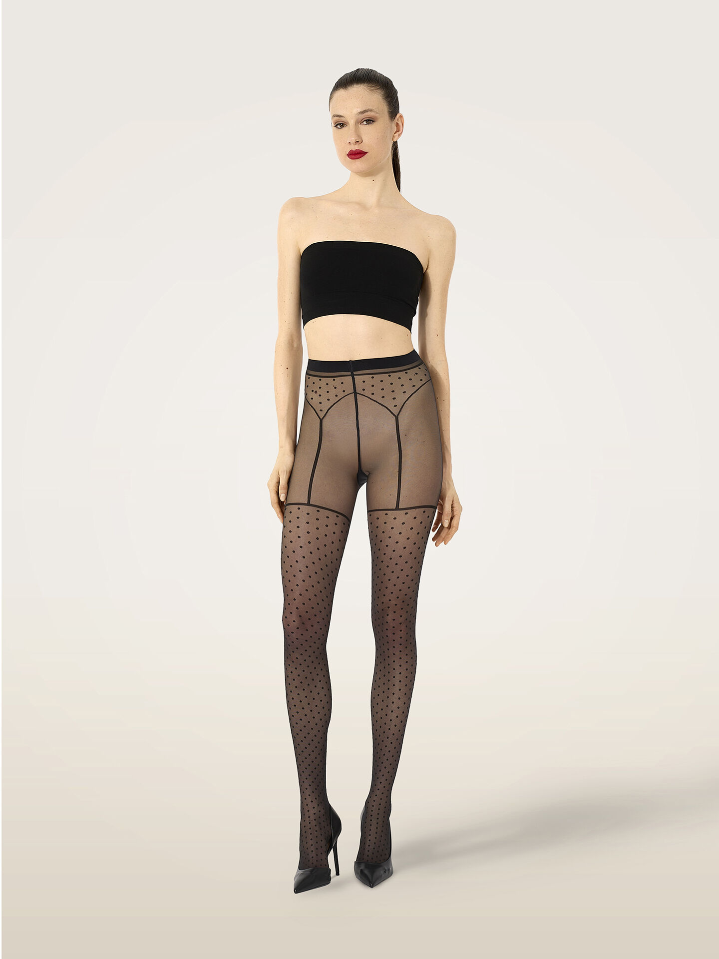 DOTTED GARTER BELT TIGHTS