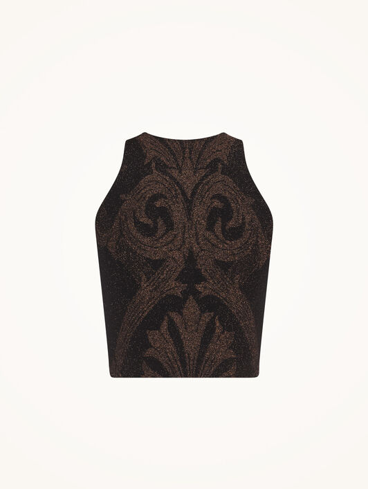 METALLIC JACQUARD CROP TOP