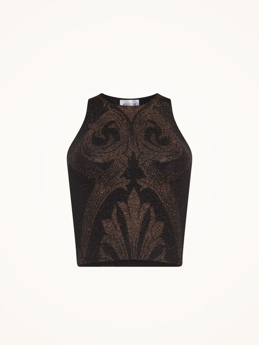 METALLIC JACQUARD CROP TOP