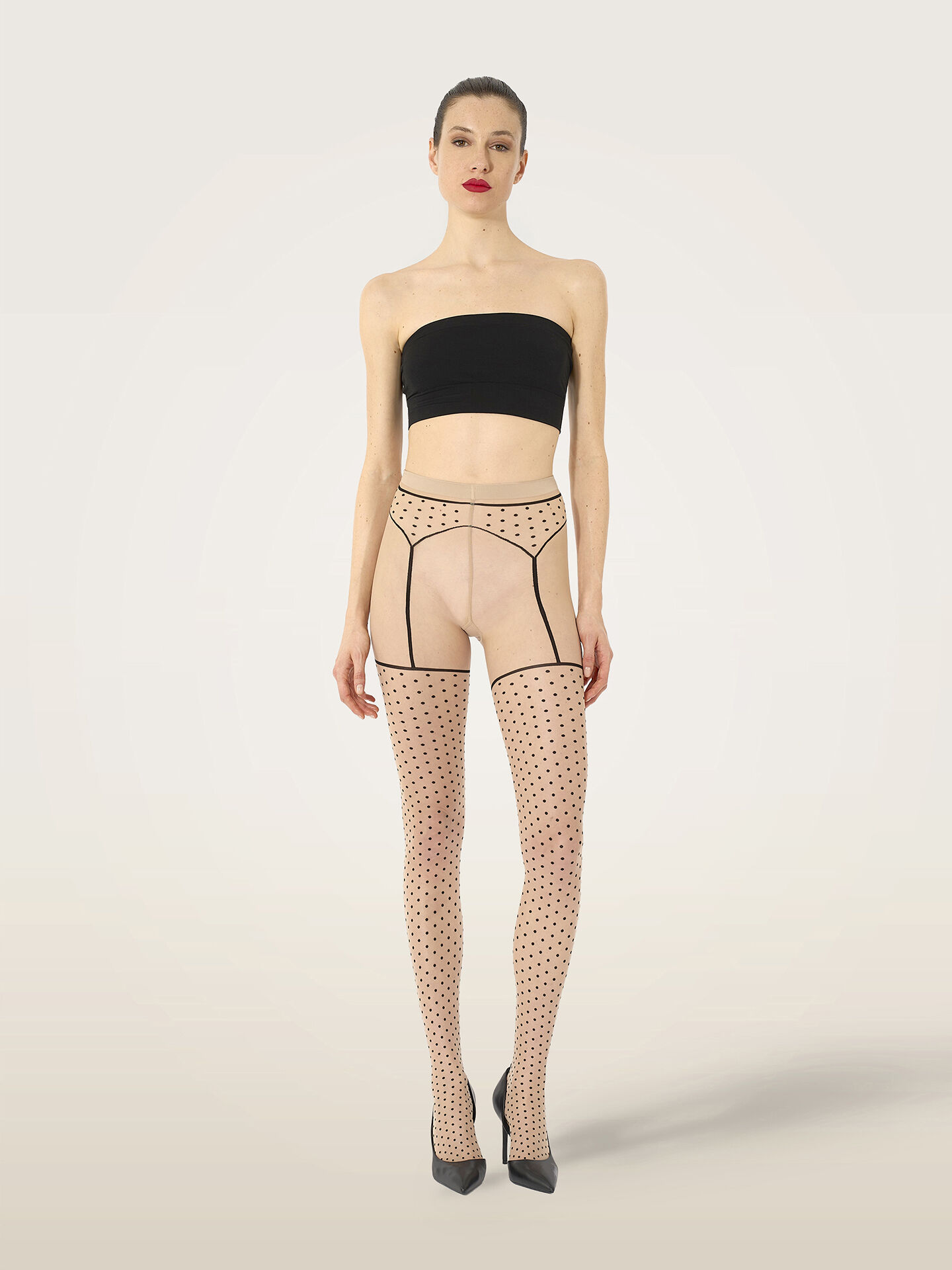 DOTTED GARTER BELT TIGHTS