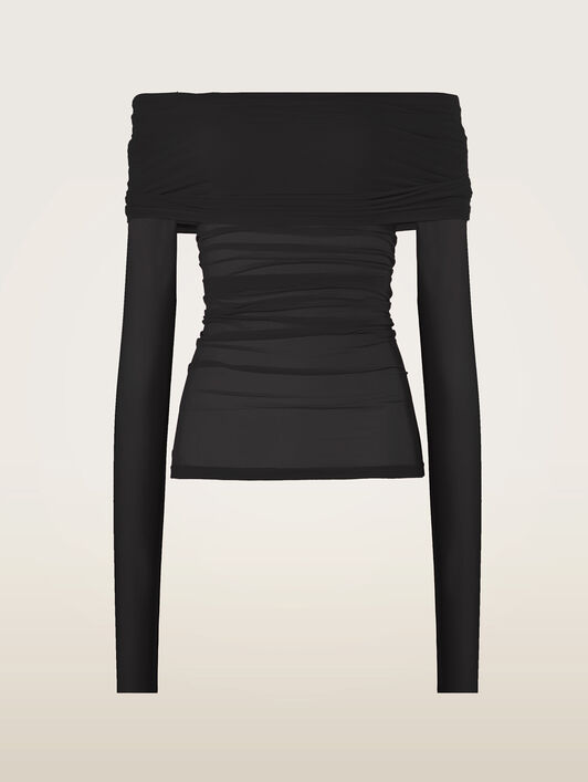 SHEER DRAPE TOP LONG SLEEVES SHEER DRAPE TOP LONG SLEEVES