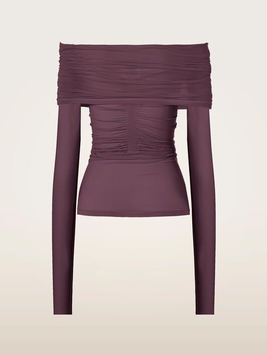 SHEER DRAPE TOP LONG SLEEVES